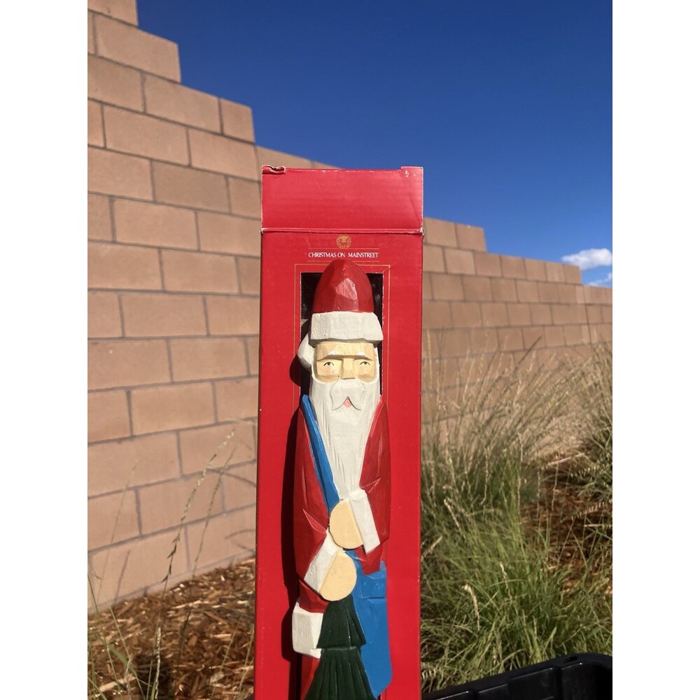 VTG 90’s Christmas On Mainstreet Collectibles Santa Wood Figurine 12” W/Box